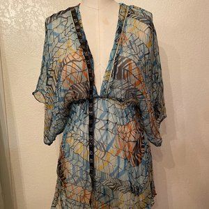 Multicolor sheer top/beach cover up